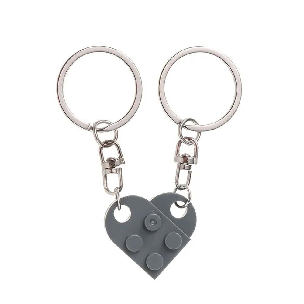 1Pair Cute Love Heart Brick Keychain Couples Keychain Best Friendship for Women Men Separable Key Ring Jewelry Gifts