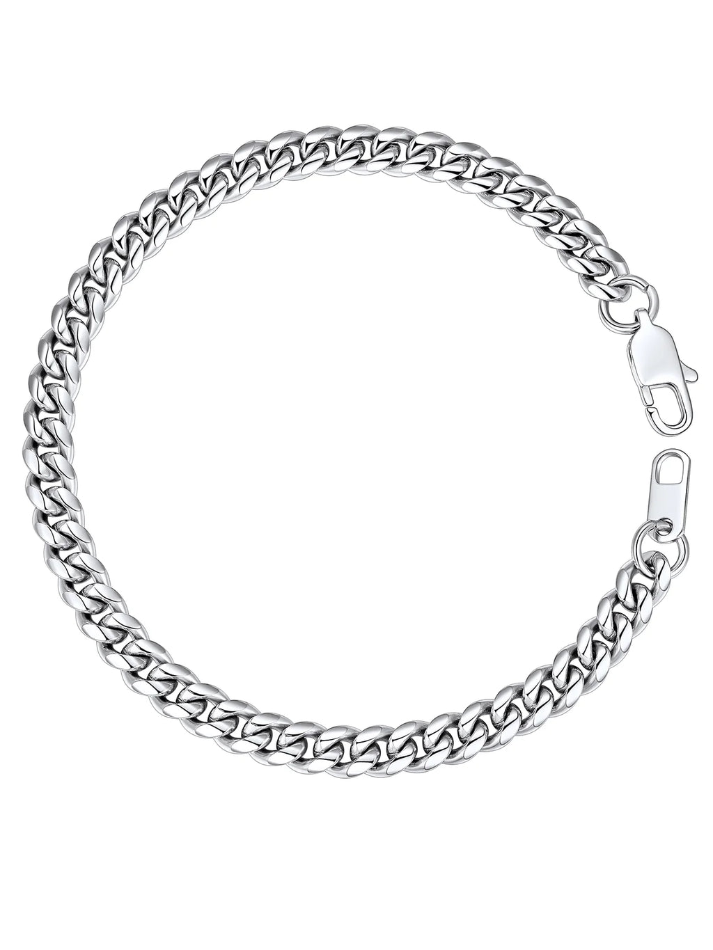 Men Chain Bracelet Cuban Stainless Steel Curb Bracelet 6MM 8.3 Inch Silver Wrist Bracelet Mens Birthday Valentines Day Jewelry Gifts for Him Dad Adults Age