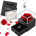 Preserved Red Real Rose with Heart I Love You Necklace，Eternal Flowers Rose Birthday Gifts for Women Her Mom Wife Girlfriend Grandma on Valentines Mothers Day Christmas Anniversary Romant
